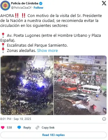 Milei campaña cordoba poli