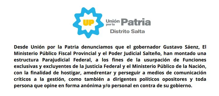 Union por la Patria - comunicado